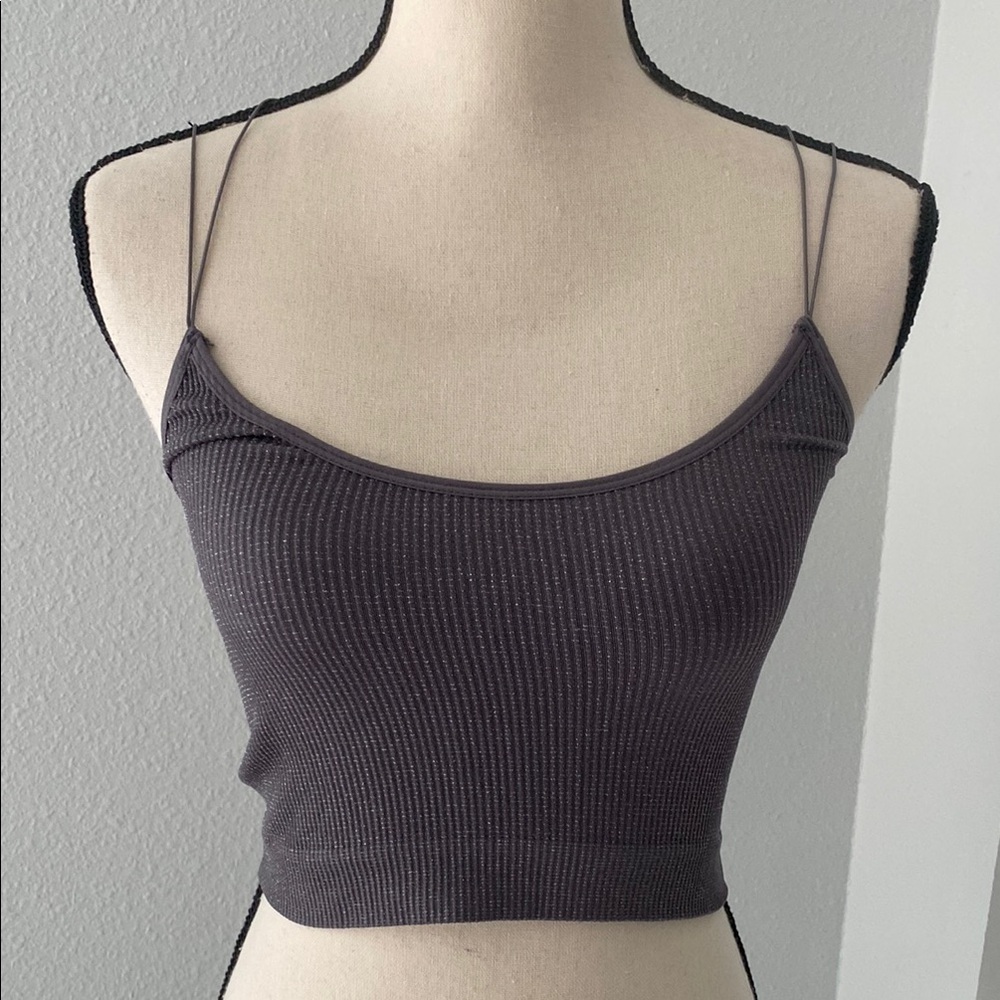 Urban Outfitters Women's Ribbed Gray Crop Top